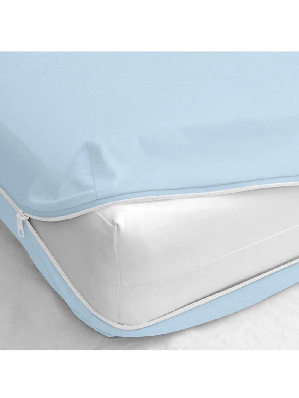 Zipper Fitted Sheet Queen Soft Blue Microfiber 8 inch Deep Pocket Zip Closure A3